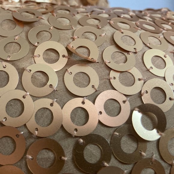 Alice + Olivia Gold Metallic Scoop Neck Micro Mini Shift Dress or Tunic, sz 4 - Picture 7 of 7